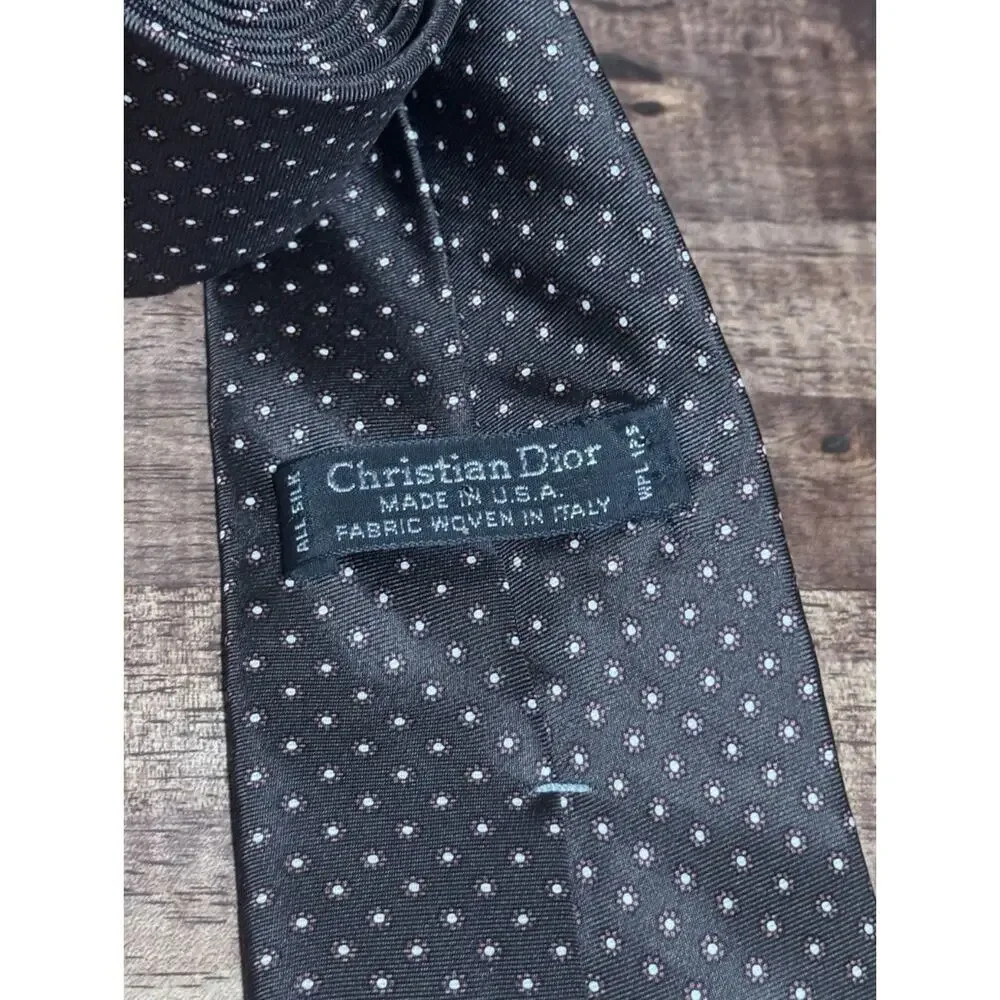 Christian Dior Silk Tie Brown Geometric Pattern